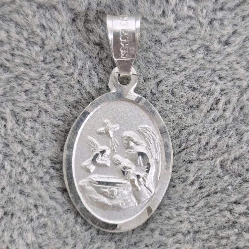 Virgin of Mount Carmel Religious Medal Pendant Charm 925 Mexican Sterling Silver